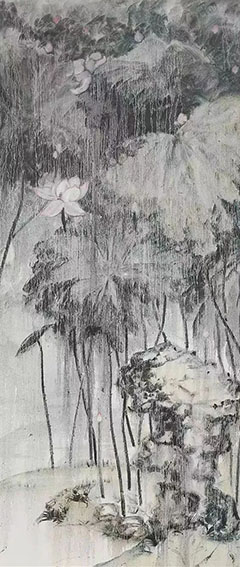 张鸿然作品1 《新·荷》系列之一 80X180cm 2016年